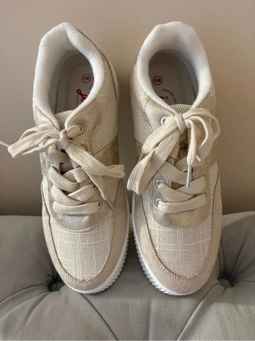 Jellypop Metallic Gold Low-Top Sneakers with White Collar